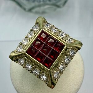 Heidi Daus Ruby Red Crystal Statement Ring size 8